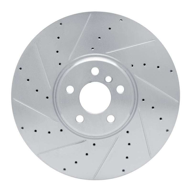 BMW M240i xDrive Brake Rotor (1) - Left Front - R1 Concepts - Drilled & Slotted - Silver - `16-`25